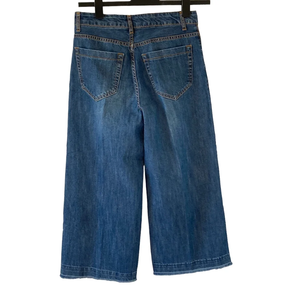 Preloved Made in Italy Blue Mid Cropped Wide Leg Jeans Size 42 - Authentic - Picture 5 of 14